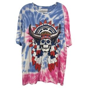 REASON TIE DYE BLUE, PINK, WHITE GRAPHIC 100% CottonT SHIRT MEN SIZE L